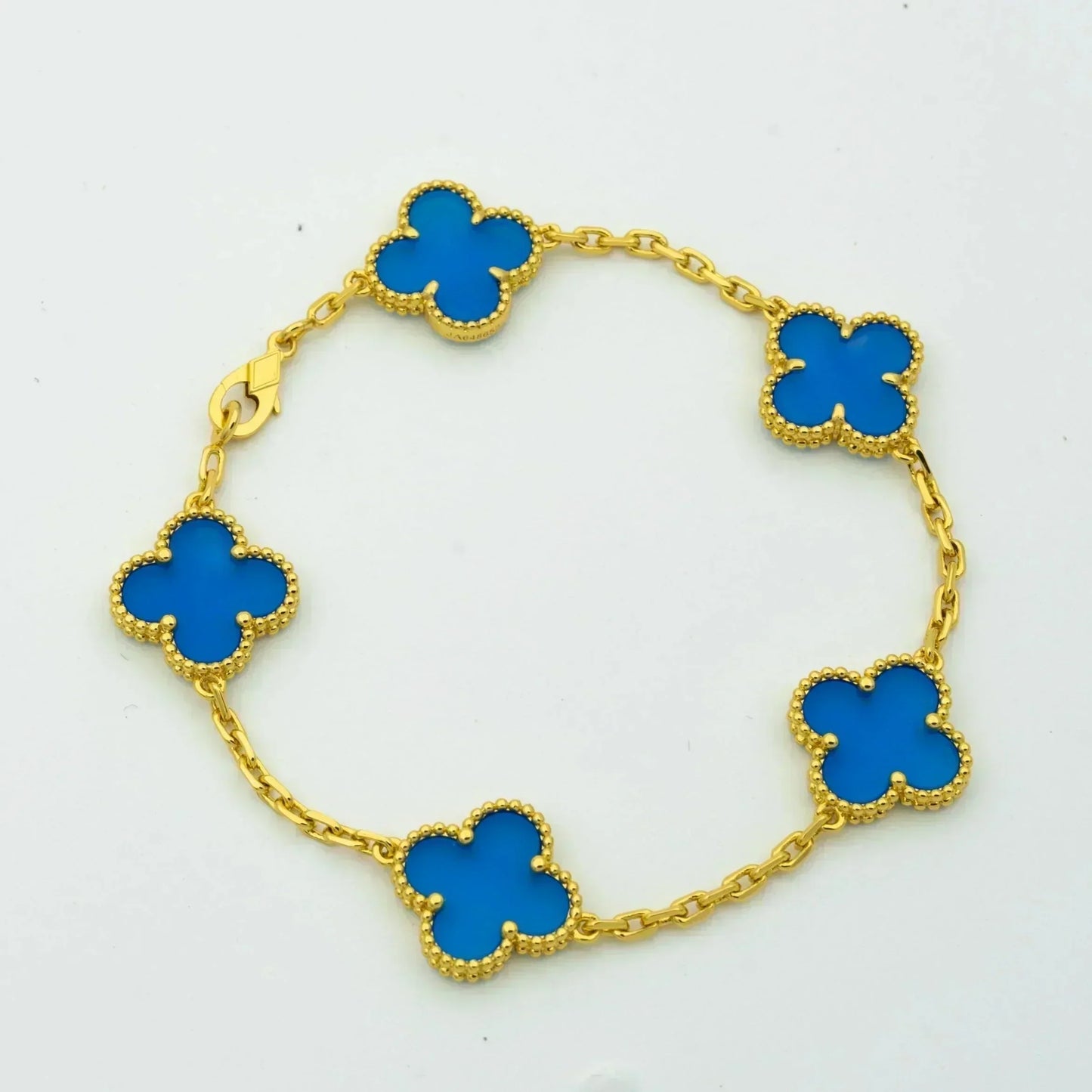[OAK JURI]CLOVER 5 MOTIFS BLUE AGATE BRACELET