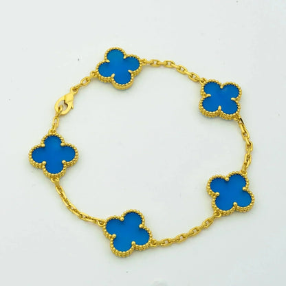 [OAK JURI]CLOVER 5 MOTIFS BLUE AGATE BRACELET