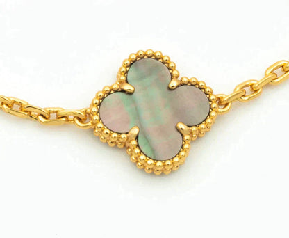 [OAK JURI]CLOVER 5 MOTIF GRAY MOP DIAMOND BRACELET