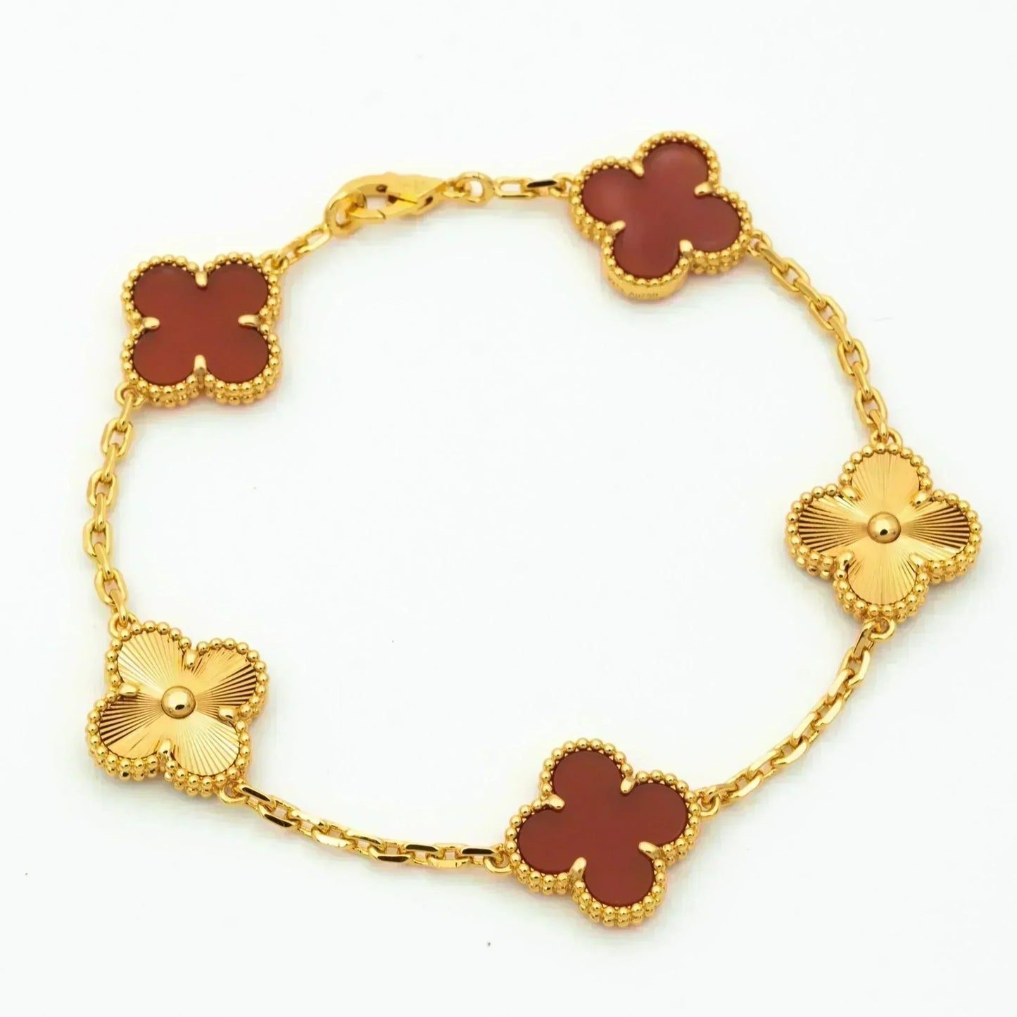 [OAK JURI]CLOVER  5 MOTIFS CARNELIAN GOLD BRACELET