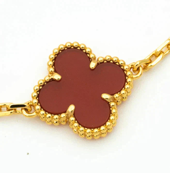 [OAK JURI] CLOVER 5 MOTIF RED CORNELIAN BRACELET COLLECTION