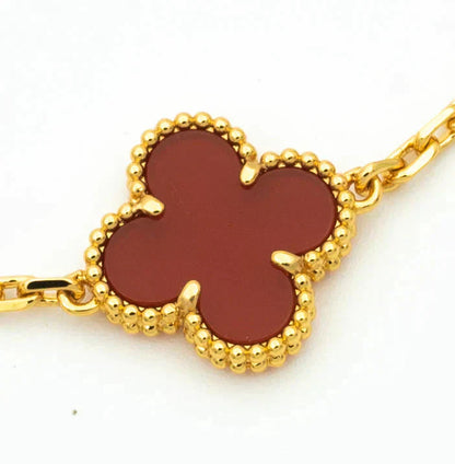 [OAK JURI] CLOVER 5 MOTIF RED CORNELIAN BRACELET COLLECTION
