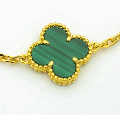 [OAK JURI]CLOVER  5 MOTIF MALACHITE DIAMOND BRACELET