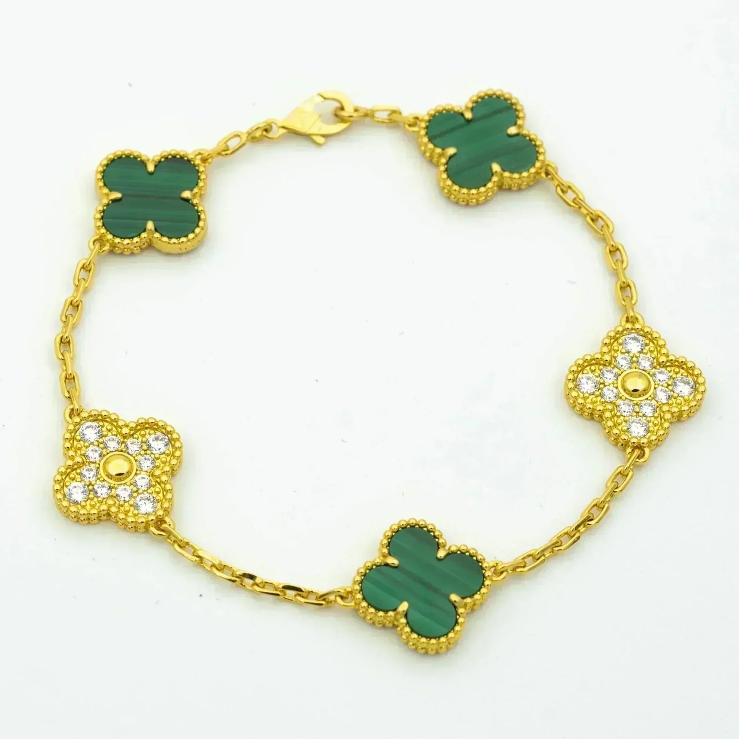[OAK JURI] CLOVER 5 MOTIF MALACHITE BRACELET COLLECTION