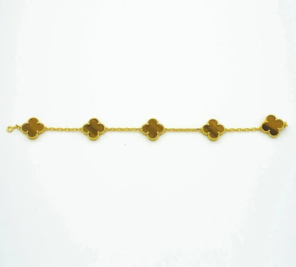 [OAK JURI]CLOVER  5 MOTIFS TIGER EYE BRACELET