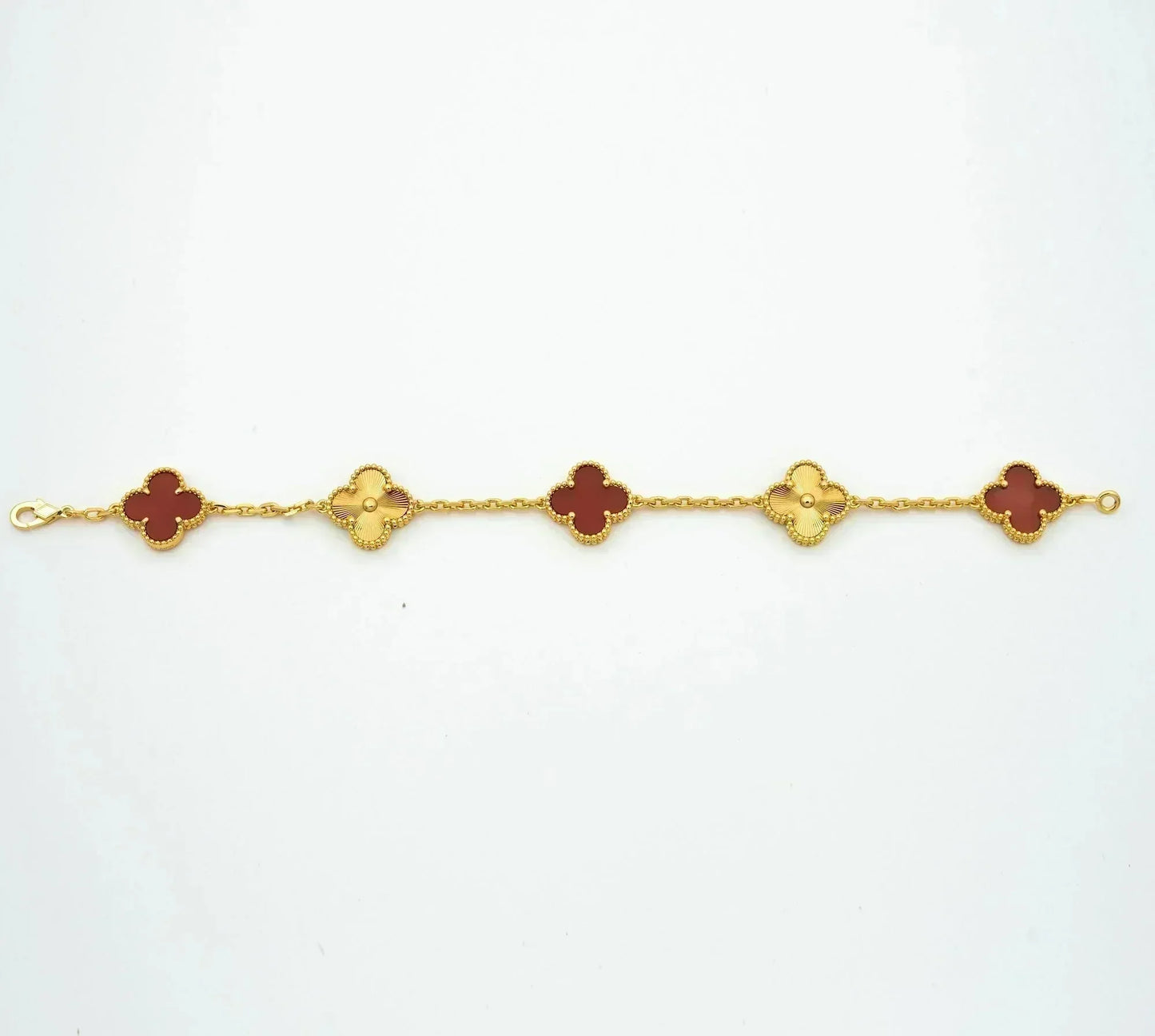 [OAK JURI]CLOVER  5 MOTIFS CARNELIAN GOLD BRACELET