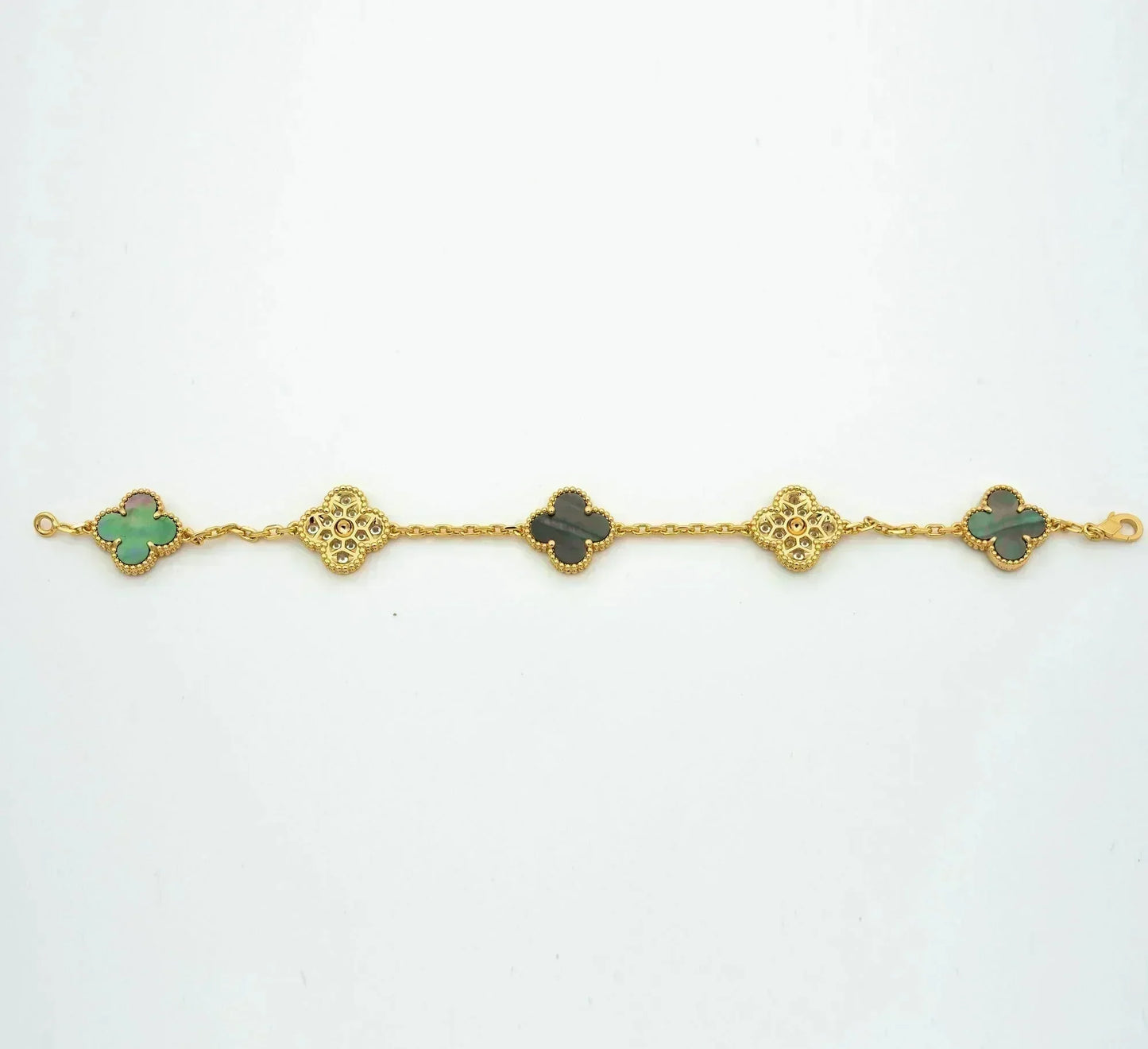 [OAK JURI]CLOVER 5 MOTIF GRAY MOP DIAMOND BRACELET