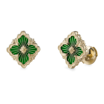 [OAK JURI]OPERA TULLE GOLD BUTTON EARRINGS ENAMELED ELEMENT