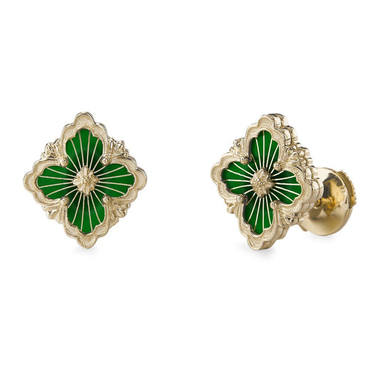 [OAK JURI]OPERA TULLE GOLD BUTTON EARRINGS ENAMELED ELEMENT