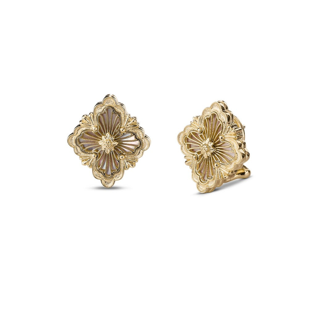 [OAK JURI]OPERA TULLE GOLD BUTTON EARRINGS ENAMELED ELEMENT