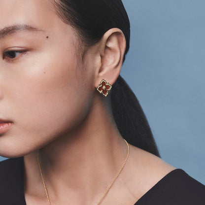 [OAK JURI]OPERA TULLE GOLD BUTTON EARRINGS ENAMELED ELEMENT