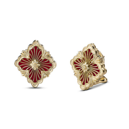 [OAK JURI]OPERA TULLE GOLD BUTTON EARRINGS ENAMELED ELEMENT