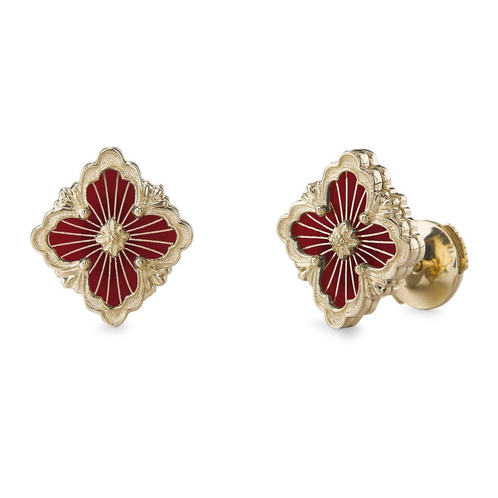 [OAK JURI]OPERA TULLE GOLD BUTTON EARRINGS ENAMELED ELEMENT