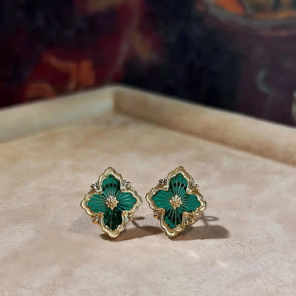 [OAK JURI]OPERA TULLE GOLD BUTTON EARRINGS ENAMELED ELEMENT