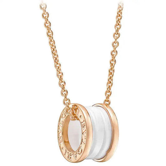 [OAK JURI]ZERO 1 WHITE CERAMIC PINK GOLD DIAMOND NECKLACE