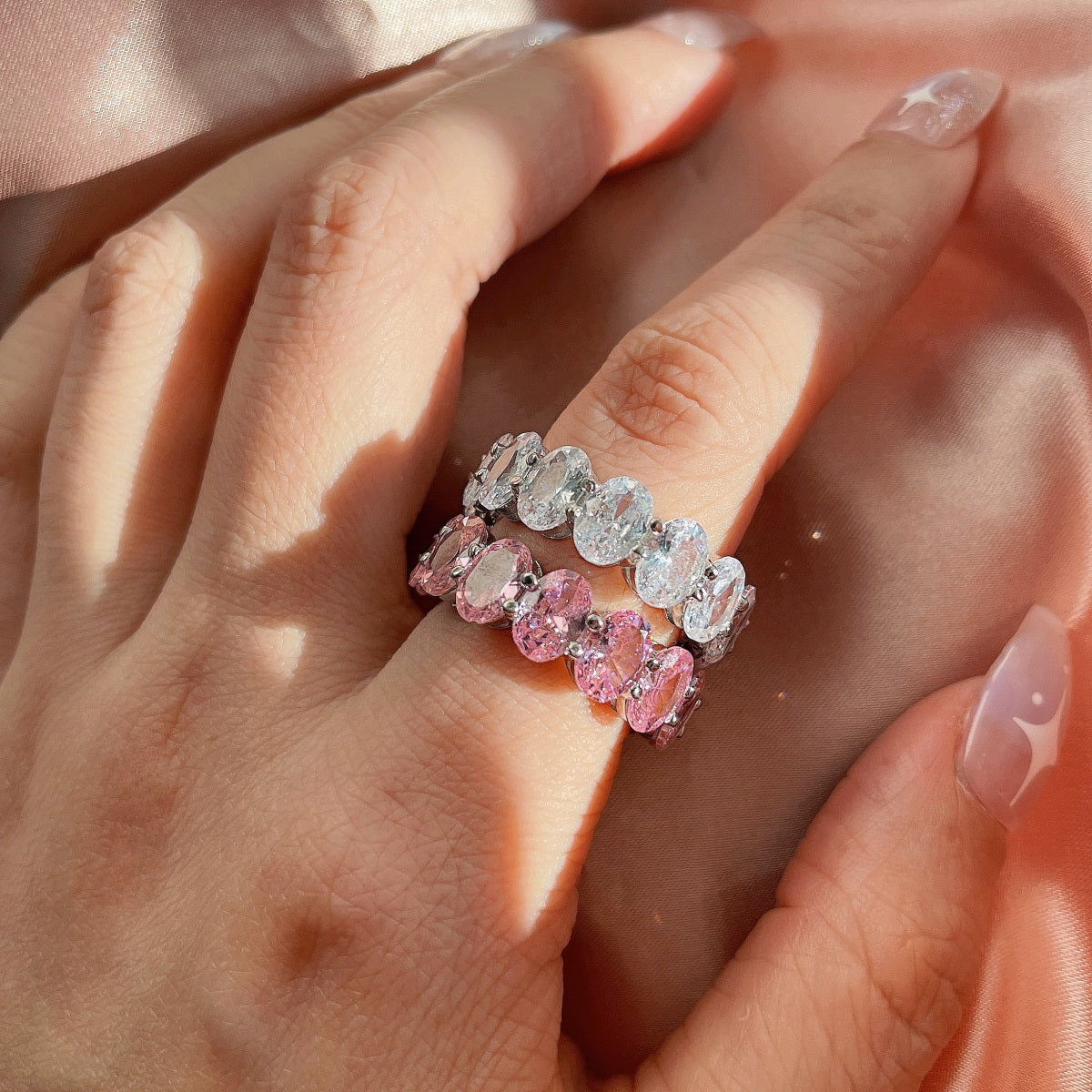 [OAK JURI]Dainty Elongated Cushion Cut Tennis Ring