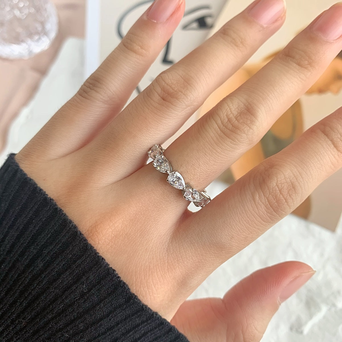 [OAK JURI]Exquisite Pear Cut Tennis Ring