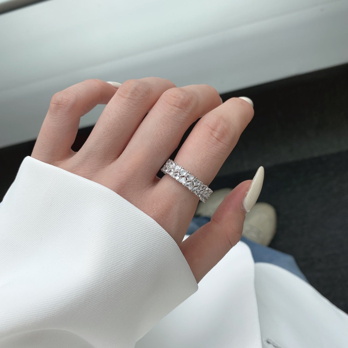 [OAK JURI]Sparkling Full Heart Ring