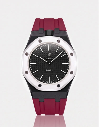 Silicone Strap & Bioceramic Case Royal Pop Ocho Negro(Customize  Colors)