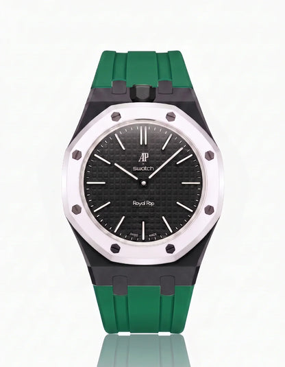 Silicone Strap & Bioceramic Case Royal Pop Ocho Negro(Customize  Colors)