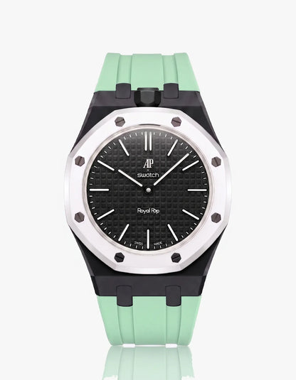 Silicone Strap & Bioceramic Case Royal Pop Ocho Negro(Customize  Colors)