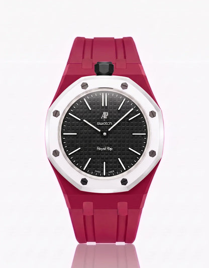 Silicone Strap & Bioceramic Case Royal Pop Ocho Negro(Customize  Colors)