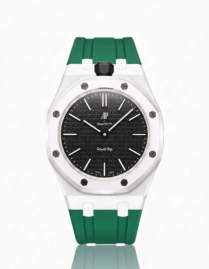 Silicone Strap & Bioceramic Case Royal Pop Ocho Negro(Customize  Colors)