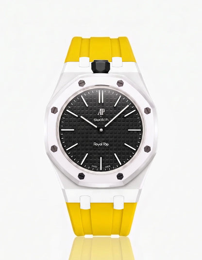 Silicone Strap & Bioceramic Case Royal Pop Ocho Negro(Customize  Colors)