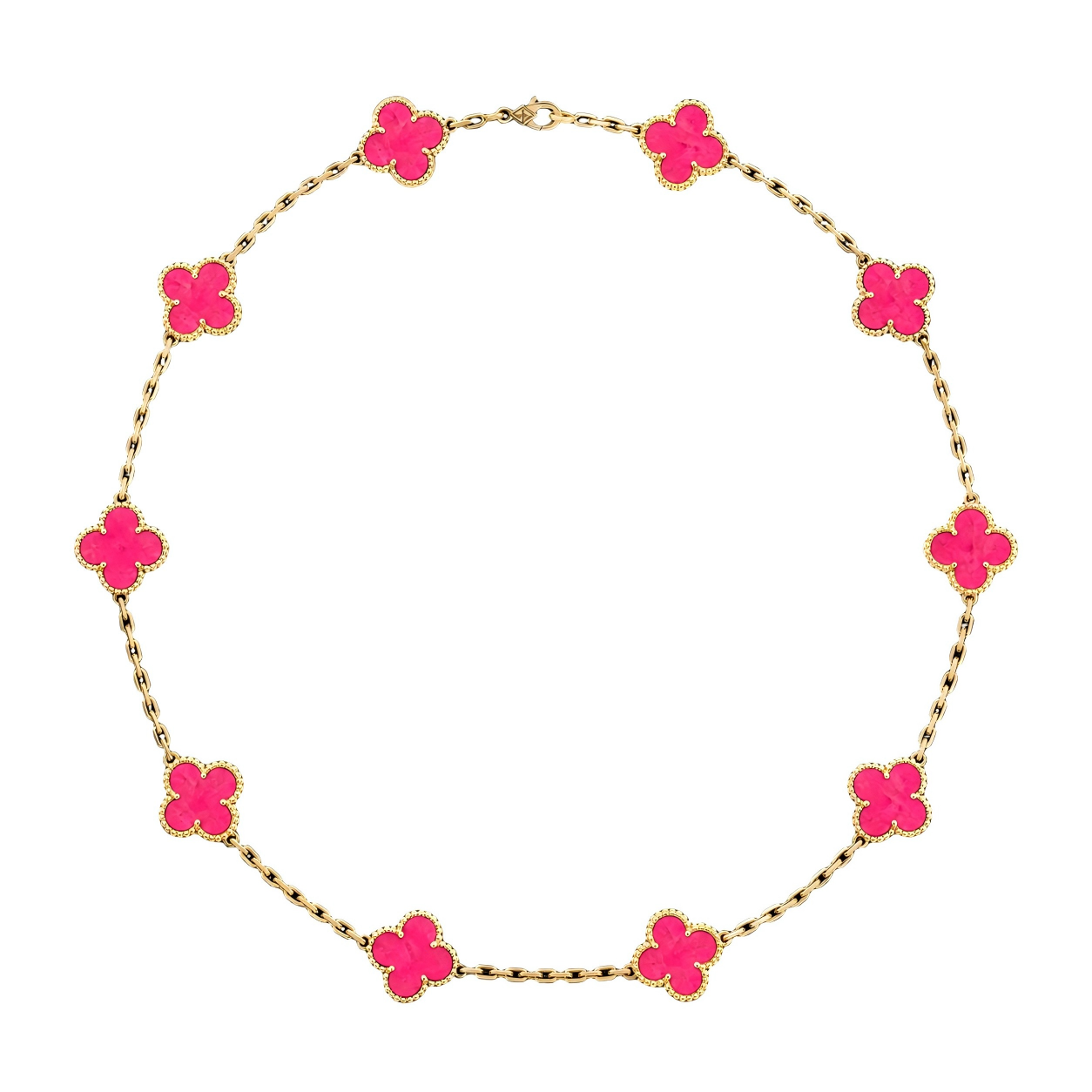[OAK JURI]CLOVER 10 MOTIFS PINK ENAMEL NECKLACE