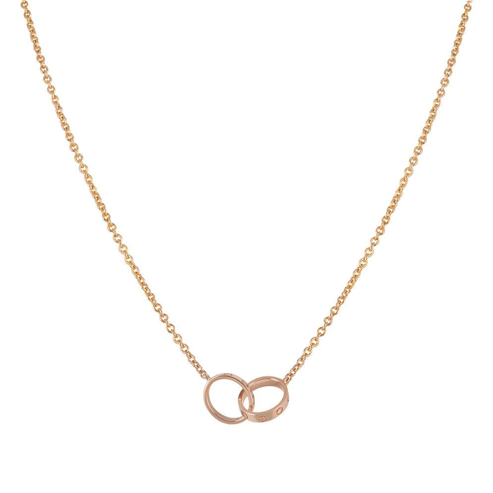 [OAK JURI]LOVE NECKLACE DOUBLE RING PINK GOLD