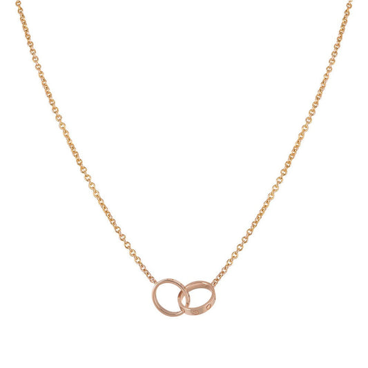 [OAK JURI]LOVE NECKLACE DOUBLE RING PINK GOLD