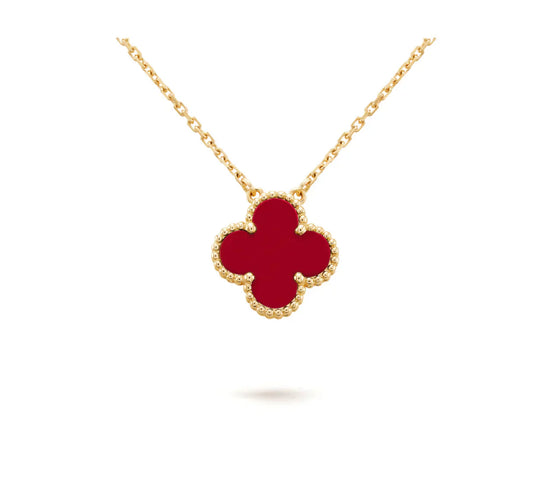 [OAK JURI]CLOVER 15MM CARNELIAN SINGLE FLOWER NECKLACE