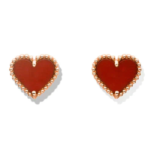 [OAK JURI]HEART CARNELIAN STUD EARRINGS