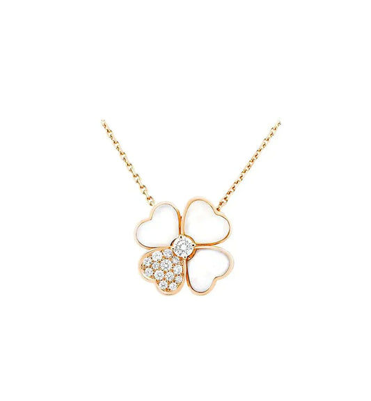 [OAK JURI]CLOVER MOP DIAMOND ROSE GOLD NECKLACE