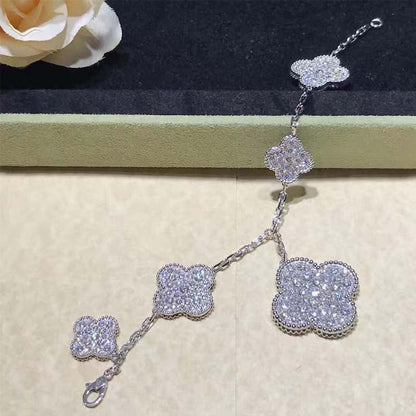 [OAK JURI]CLOVER 6 MOTIFS SILVER DIAMOND BRACELET