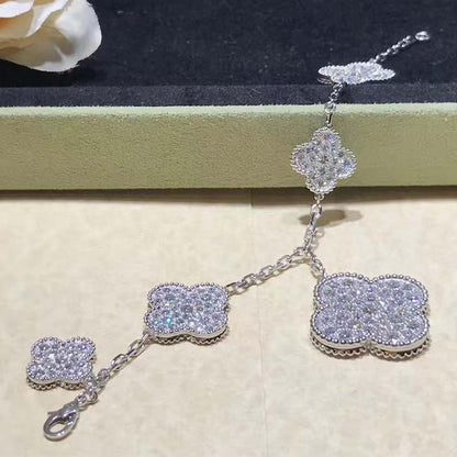 [OAK JURI]CLOVER 6 MOTIFS SILVER DIAMOND BRACELET