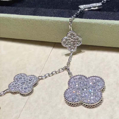[OAK JURI]CLOVER 6 MOTIFS SILVER DIAMOND BRACELET