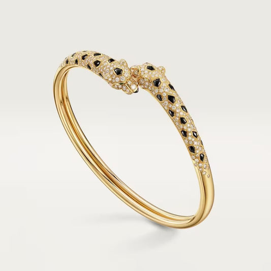 [OAK JURI]PANTHERE DOUBLE HEADED HALF DIAMOND OPEN BRACELET