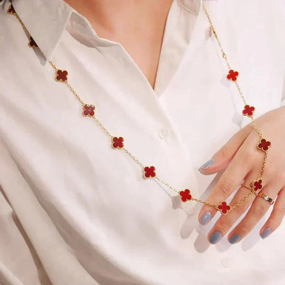 [OAK JURI]CLOVER 20 MOTIFS CARNELIAN NECKLACE