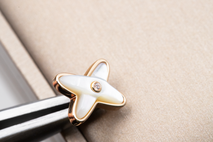 [OAK JURI]JEUX DE WHITE MOP ROSE GOLD DIAMOND EARRINGS