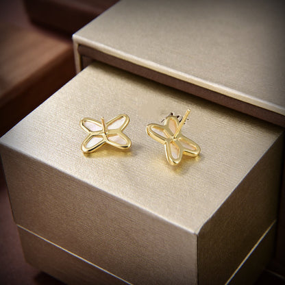 [OAK JURI]JEUX DE WHITE MOP GOLD DIAMOND EARRINGS
