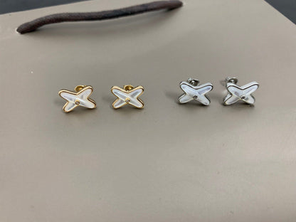 [OAK JURI]JEUX DE WHITE MOP SILVER DIAMOND EARRINGS