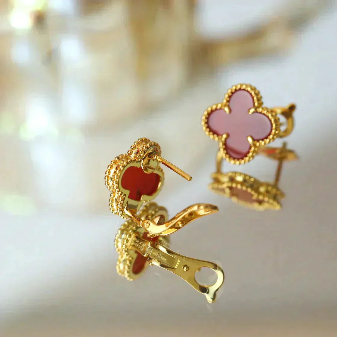 [OAK JURI]CLOVER MEDIUM 1 MOTIFS CARNELIAN  EARRINGS