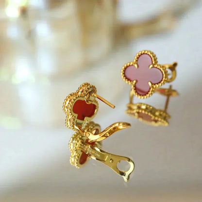 [OAK JURI]CLOVER MEDIUM 1 MOTIFS CARNELIAN  EARRINGS