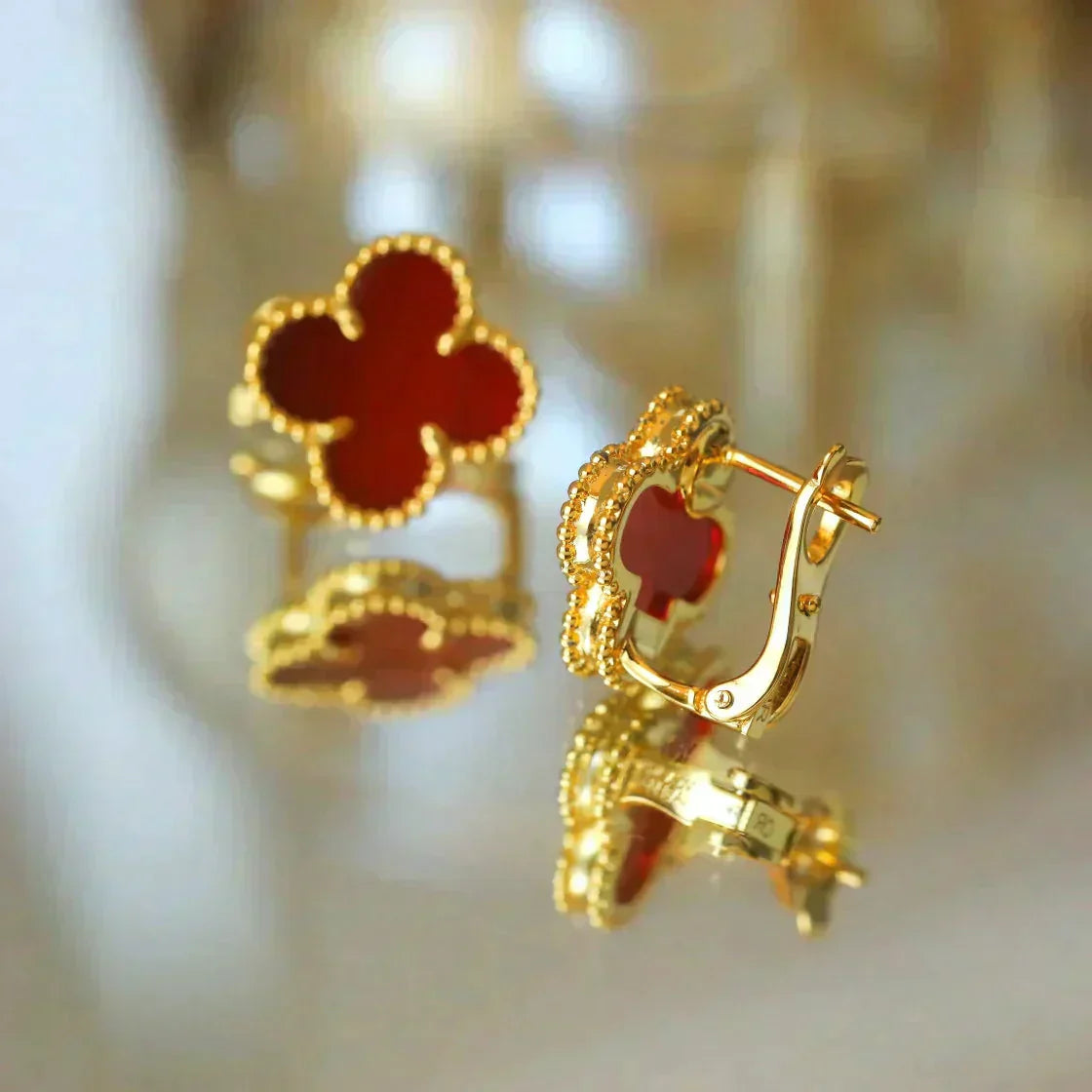 [OAK JURI]CLOVER MEDIUM 1 MOTIFS CARNELIAN  EARRINGS