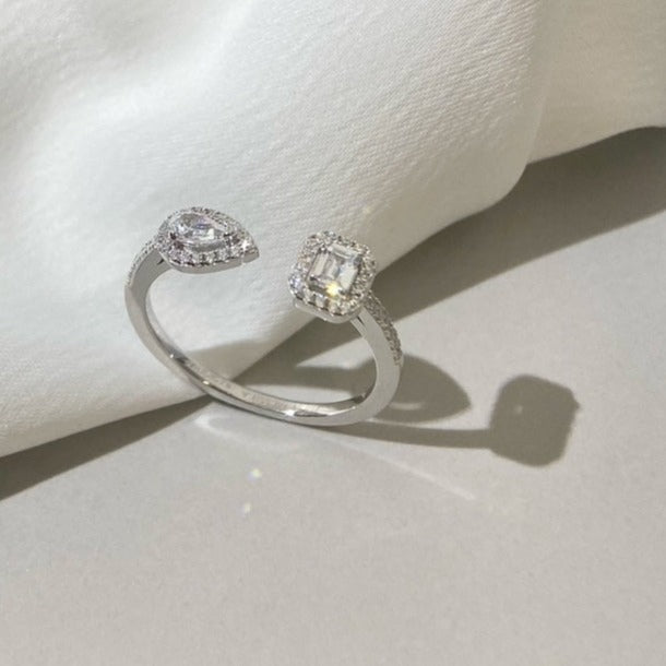 [OAK JURI]MY TWIN TOI & MOI SILVER DIAMOND RING
