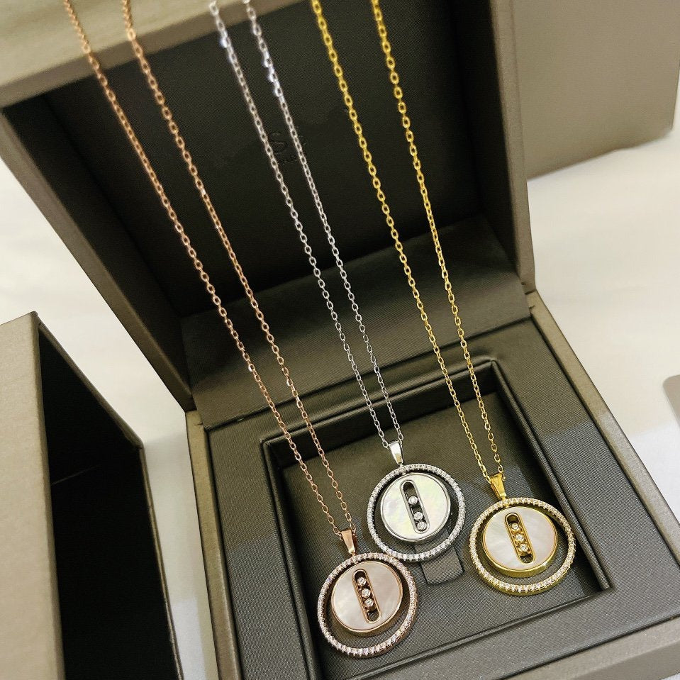 [OAK JURI]LUCKY MOVE MM NACRE BLANCHE DIAMOND NECKLACE