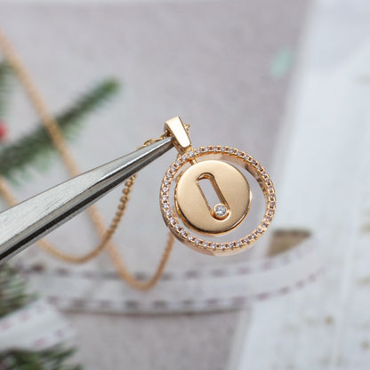 [OAK JURI]LUCKY MOVE PM NECKLACE PINK GOLD DIAMOND