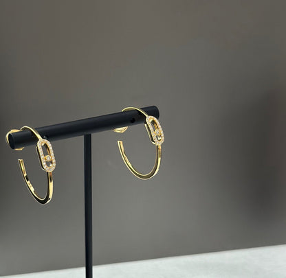 [OAK JURI]CREOLES MOVE UNO PM DIAMOND EARRINGS