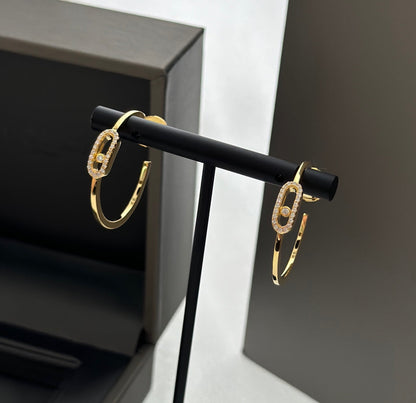 [OAK JURI]CREOLES MOVE UNO PM DIAMOND EARRINGS